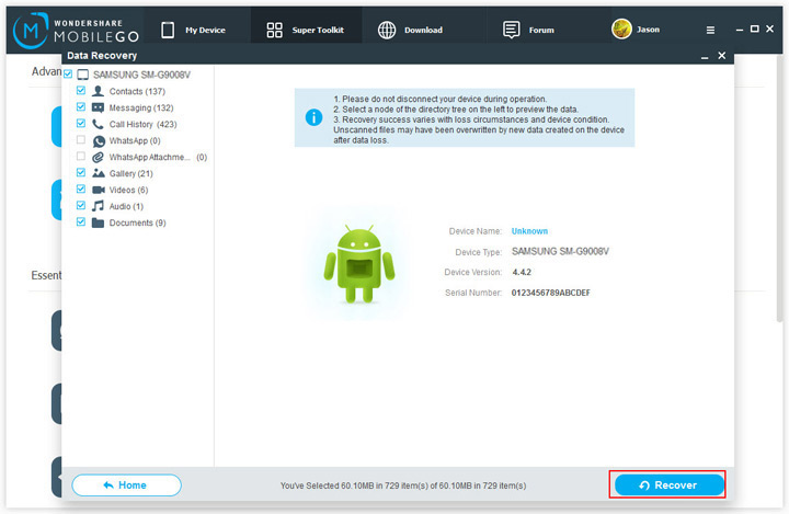 recover data from your android