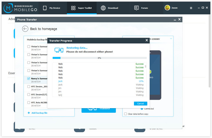 restore from backup files