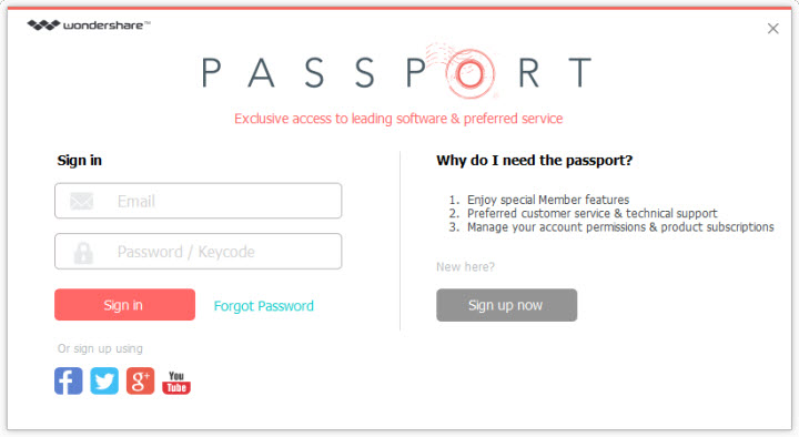 sign in wondershare passport