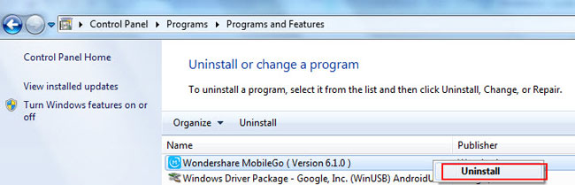 uninstall mobilego